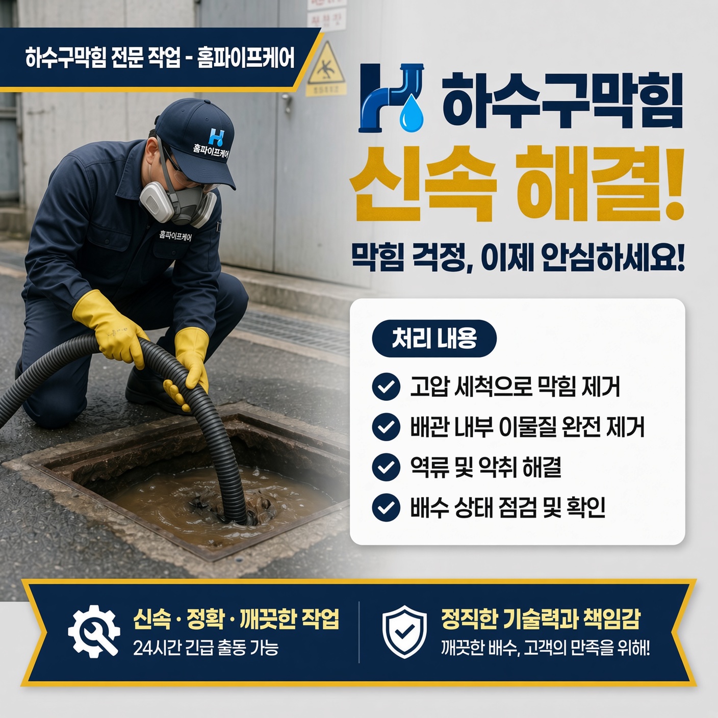 청산면 백의리 하수구막힘 현장 사진